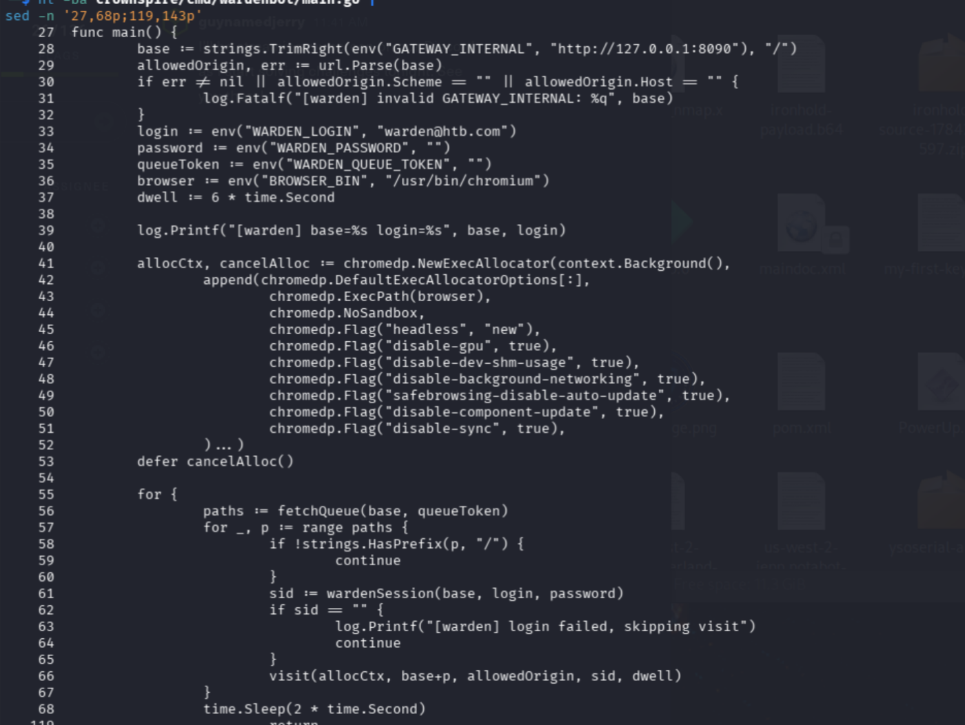 Warden bot authenticating and placing session into Chromium